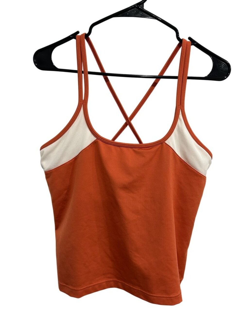 Moving Comfort DriLayer Orange White Crossback Tank Top Size XL Sporty Retro